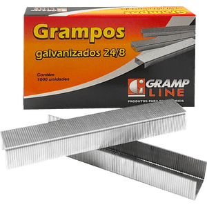 GRAMPO GALVANIZADO  24/8 PARA GRAMPEADOR - CAIXA C/ 1000 UNIDADES