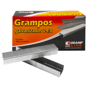 GRAMPO GALVANIZADO 24/8 PARA GRAMPEADOR  - CAIXA C/ 5000 UNIDADES