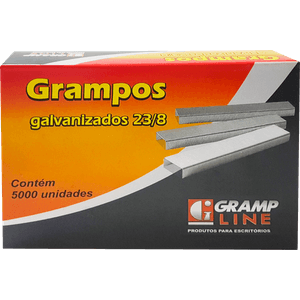GRAMPO GALVANIZADO 23/8 PARA GRAMPEADOR  - CAIXA C/ 5000 UNIDADES