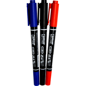 MARCADOR MULTIUSO MM-100 BLISTER 3 CORES: AZUL PRETO E VERMELHO