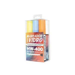 MARCADOR PARA VIDRO MW-400/15 GIZ LÍQUIDO 15MM - 6 CORES