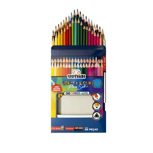 LÁPIS DE COR PLUMA SOFT MADEIRA 36 CORES + 2 CORES METALIZADAS + APONTADOR