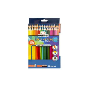 LÁPIS DE COR PLUMA SOFT MADEIRA 36 CORES + 2 CORES METALIZADAS + APONTADOR