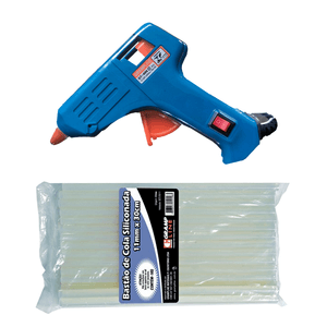KIT APLICADOR DE COLA 40W GT40S AZUL COM BOTÃO + PACOTE COLA SILICONADA 1KG