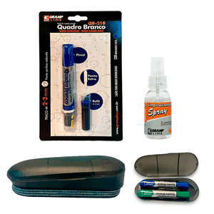KIT ESSENCIAL QUADRO BRANCO - MARCADOR QB218 AZUL BLISTER