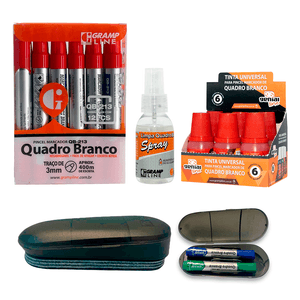 KIT ECONOMIA QUADRO BRANCO - MARCADOR QB213 VERMELHO