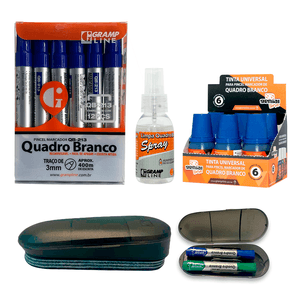 KIT ECONOMIA QUADRO BRANCO - MARCADOR QB213 AZUL
