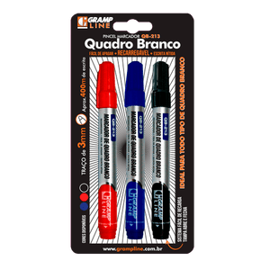 MARCADOR QB-213 BLISTER 3 CORES: AZUL, PRETO E VERMELHO